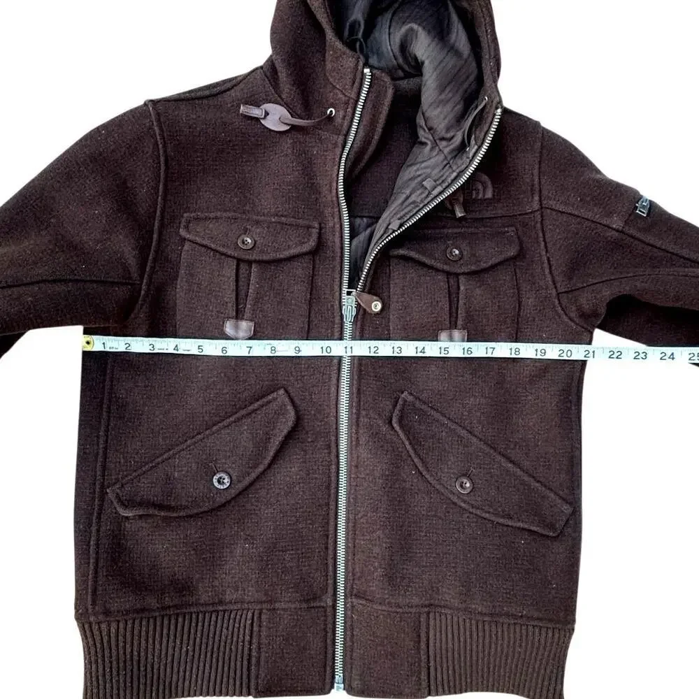 The North Face Buckeye Bomber Jacket Men's Size S Brown Wool Hooded